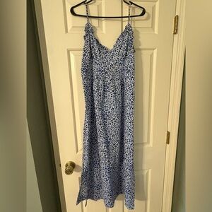 Blue Leopard Print Maxi Dress